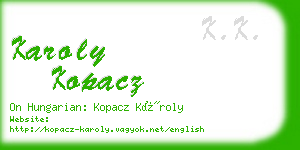 karoly kopacz business card